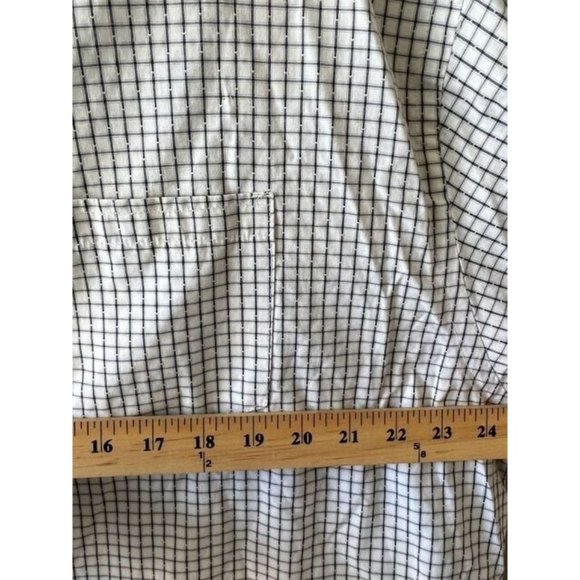 PD&C Button Up Shirt Adult 2X White‎ Black Check Long Sleeve Classic Fit Mens. - Picture 6 of 8